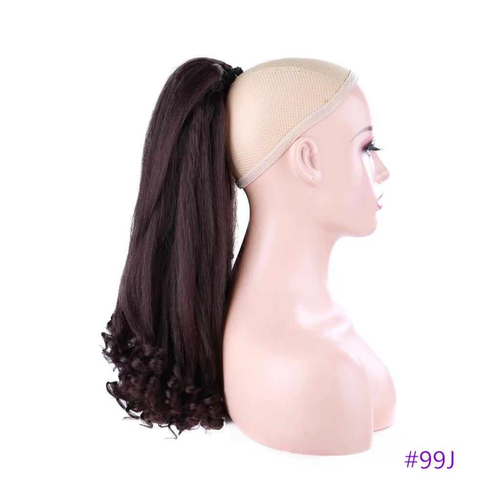 Synthetic Long Curly End Ponytail Extension Synthetic Draw-string Ponytail Clip-In Hair Extension For Women Natural Looking