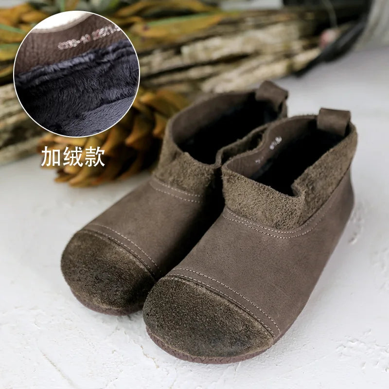 Careaymade-Genuine leather big size women's shoes,pure handmade Winter plush soft thick warm cotton boots women antiskid shoes
