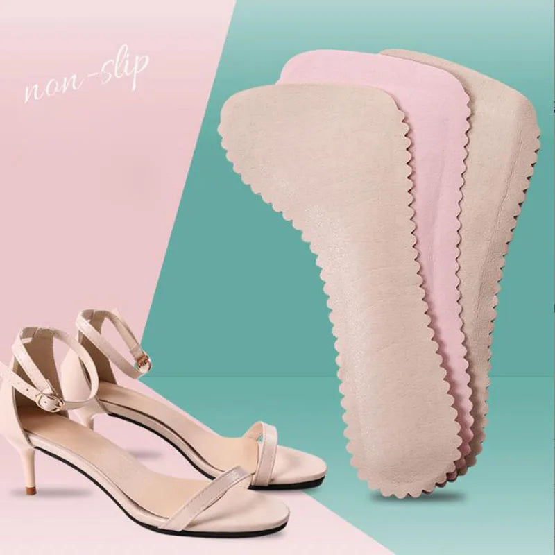 1Pair Anti-Slip Sweat-absorbent Massage Insoles Seven-point Pad Leather Half Pad Women Feet High Heel Insoles Orthotics Inserts