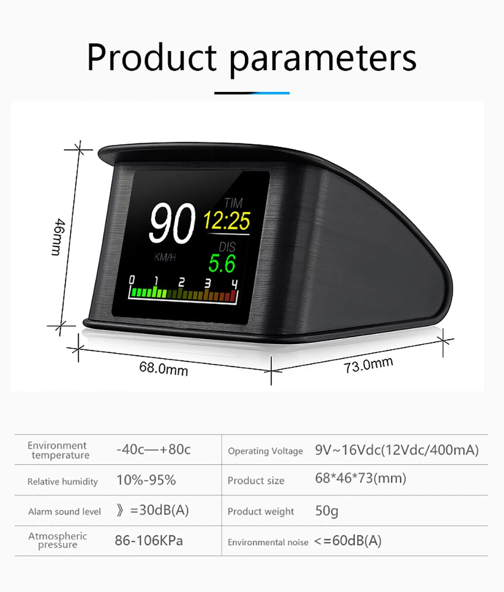 P10 Pro Head Up Display On-board Computer Car Digital OBD2 Mileage OBD Driving Computer Display Speedometer Temperature Gauge