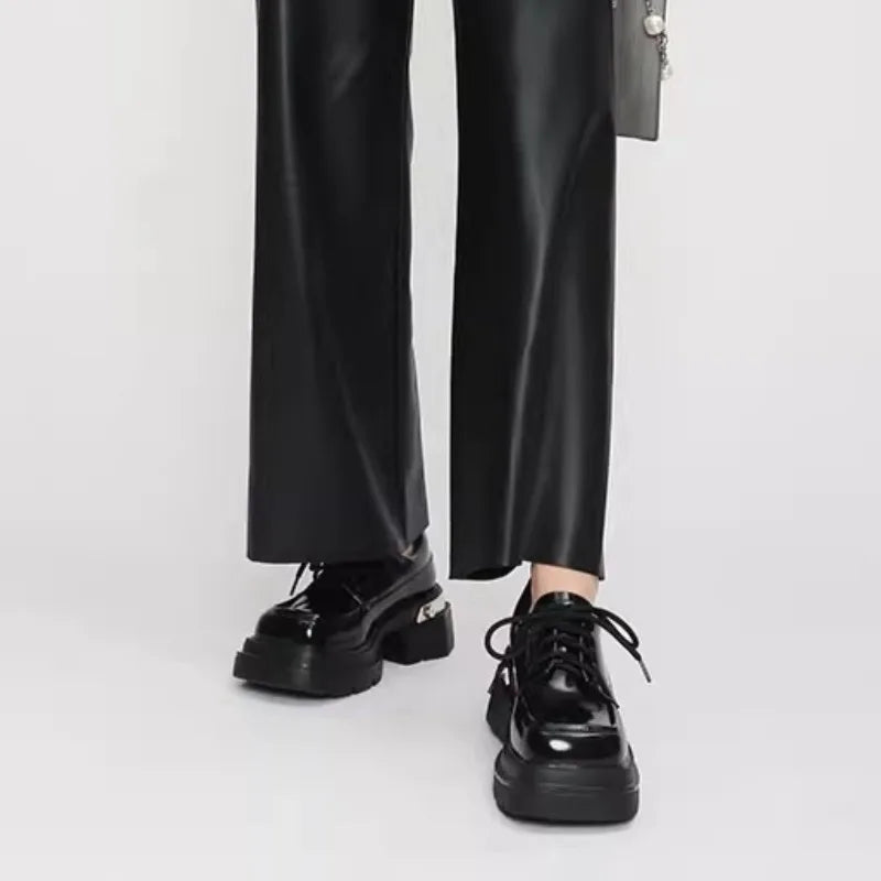 Autumn New Thick Heel Shoes Women's Fashion Round Head Thick Sole Front Strap Thick Sole Non-slip Low Top Shoes