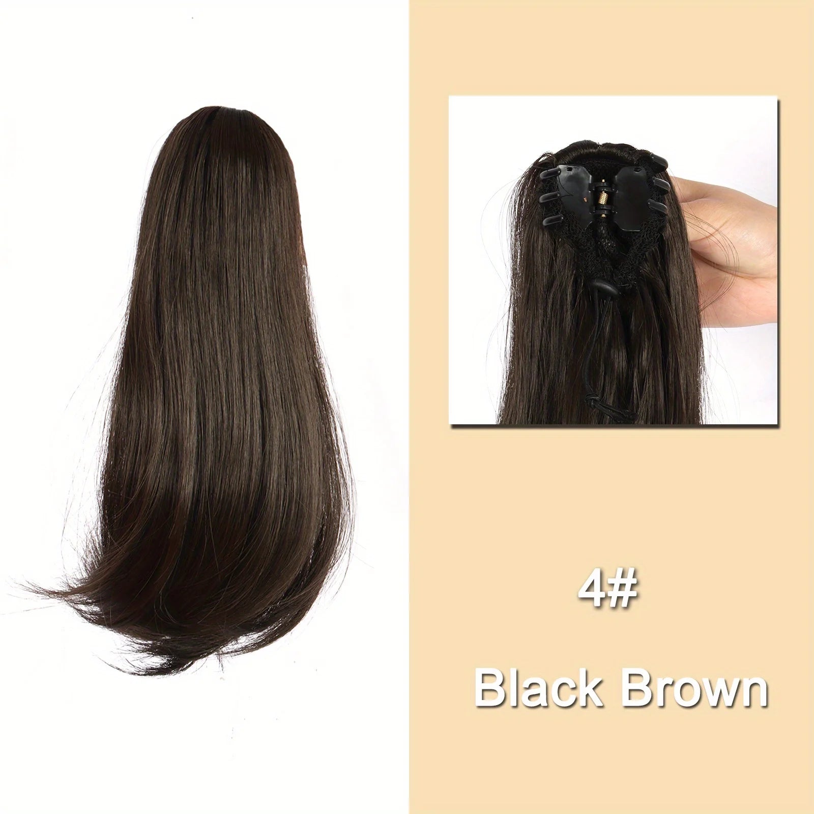 Synthetic 12Inch Short Ponytail Extension Long Ponytail Clip In Claw Hair Extension Natural Looking  Hairpiece For Women