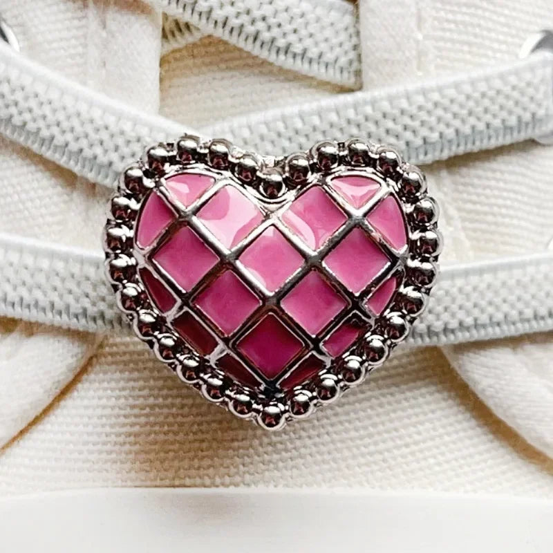 1 PCS Girls Pink Shoelace Charm Buckle Shoe Laces Charms for Sneakers Shoes Decorations Fashion DIY Shoelaces Accessories New