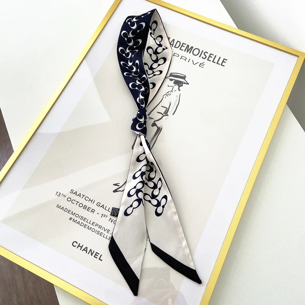 Korean Version of The Autumn Plain Color New Women's Ribbon Hair Ribbon Streamer Tied bag Long belt silk scarf Small Scarf Scarf