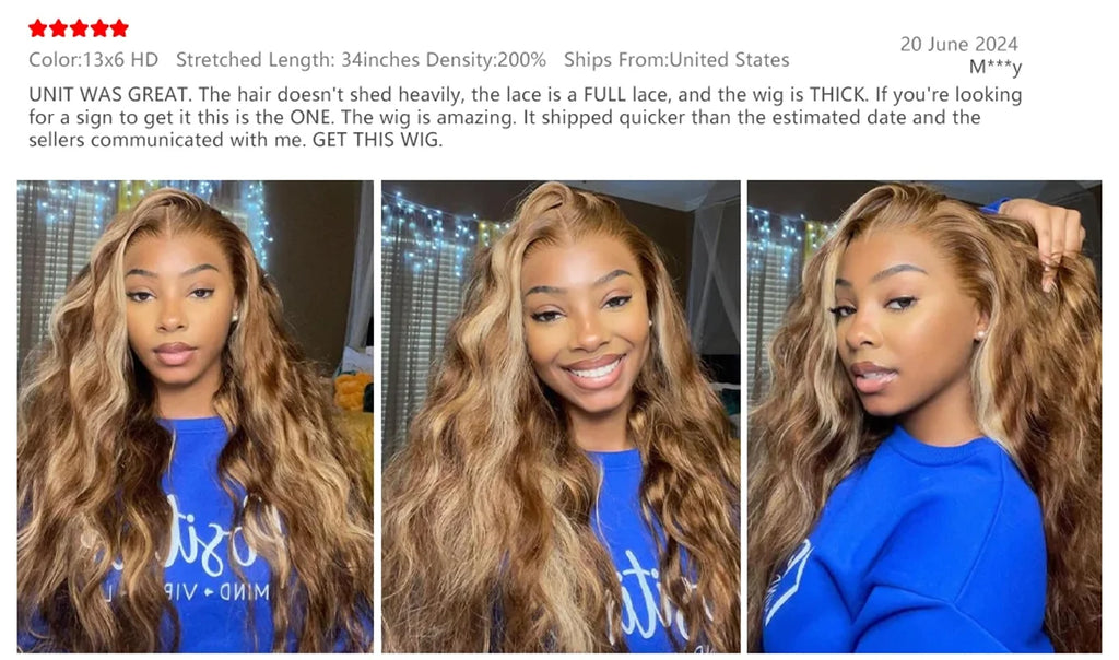 P4/27 Body Wave Wigs Human Hair 36 Inch Highlight 200 Density HD Transparent Frontal Lace Wigs Human Hair For Black Women