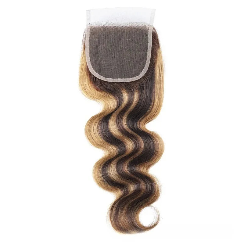 4x4 Lace Closure Human Hair 20Inch Highlight P427 Straight Body Wave Deep Kinky Curly Transparent Closure Brazilian Virgin Hair