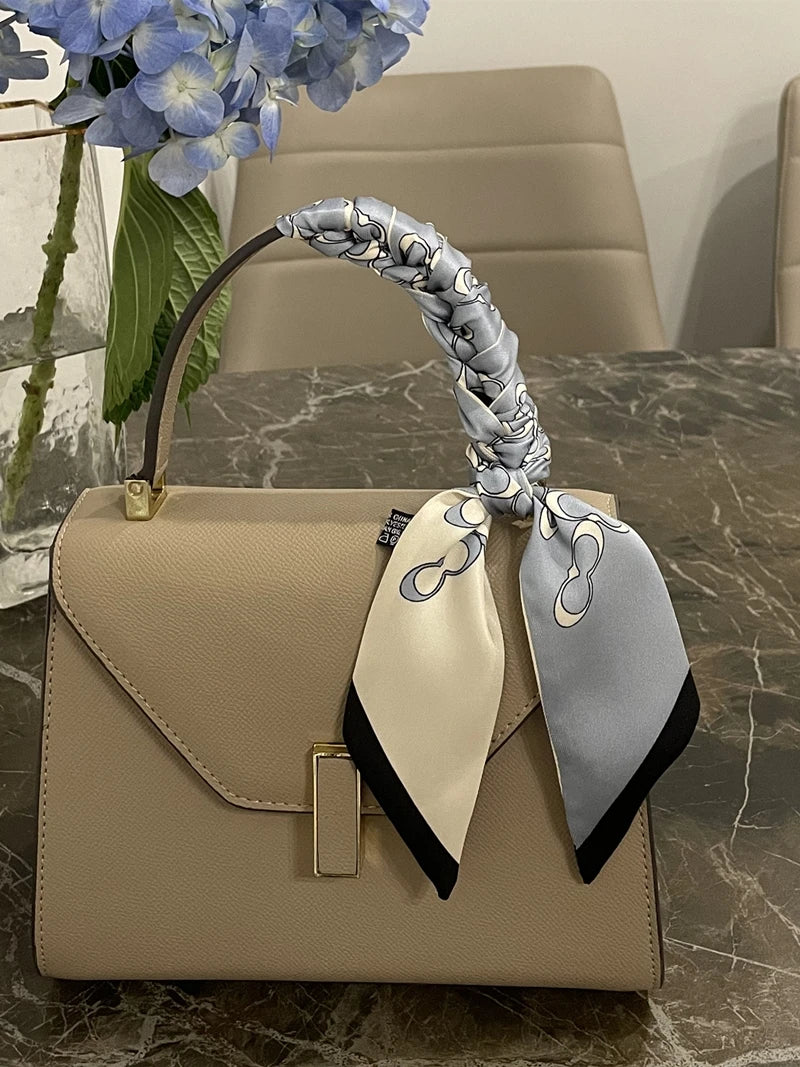 Korean Version of The Autumn Plain Color New Women's Ribbon Hair Ribbon Streamer Tied bag Long belt silk scarf Small Scarf Scarf