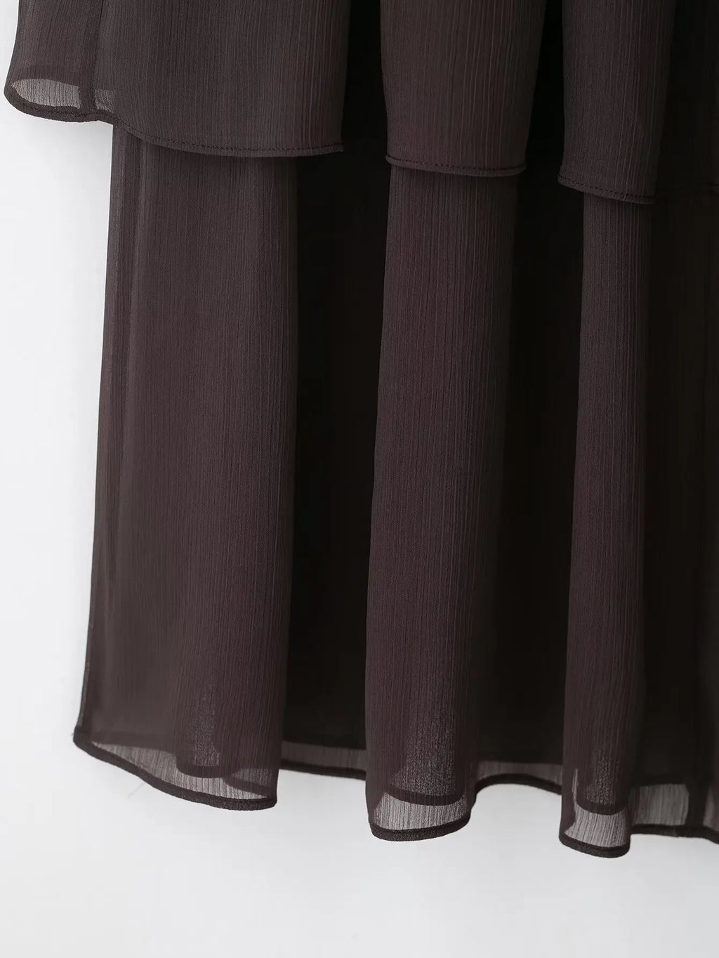 New High Street Women Brown Ruffled Pleated Midi Skirt High Elastic Waist Female Chic Lady Long Skirts