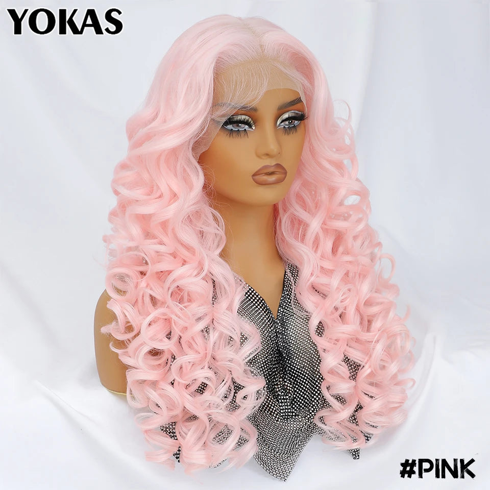 Latisha Lace Frontal Wig Synthetic 13x6 Curly Pre-Plucked Lace Frontal Wig With Baby Hair For Female 24" Lace Frontal Women Wigs