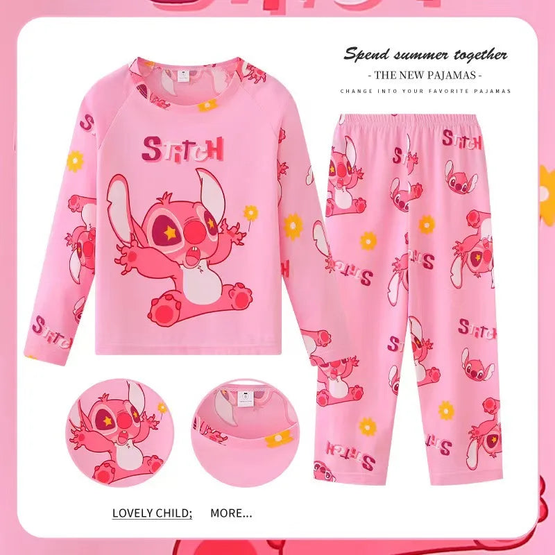 Disney Stitch Children Pajama Sets Suitable Comfortable Soft Print Kids Night Clothe Set Colorful Causal Homewear Autumn Winter