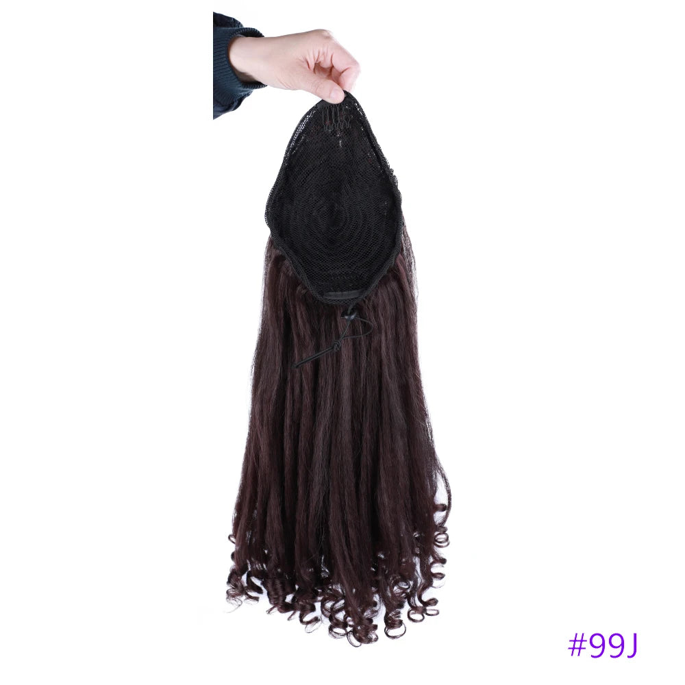 Synthetic Long Curly End Ponytail Extension Synthetic Draw-string Ponytail Clip-In Hair Extension For Women Natural Looking