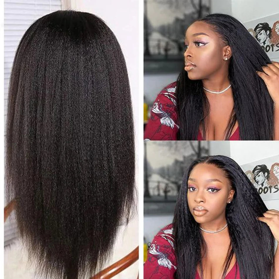 Alibele Kinky Straight Human Hair Bundles 32 Inches Malaysia Remy Hair Yaki Straight Hair Bundles Natural Color for Black Women