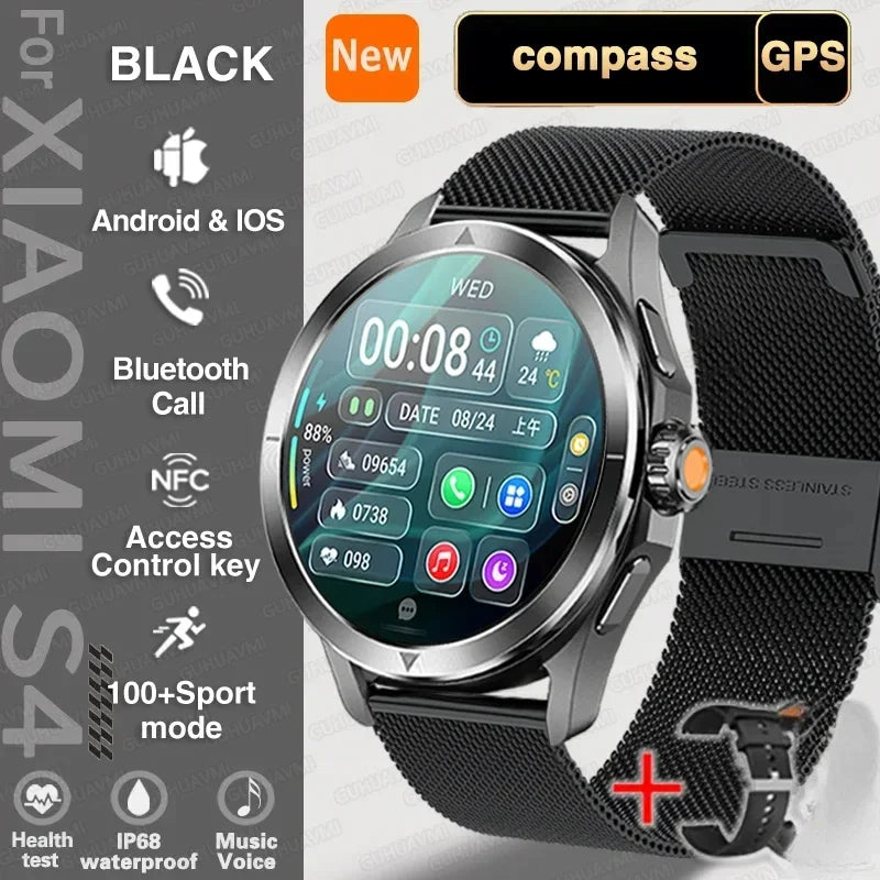 Xiaomi S4 Ultra Outdoor Sports Smart Watch Men AMOLED Screen NFC GPS Compass Heart rate Waterproof Bluetooth Call SmartWatch