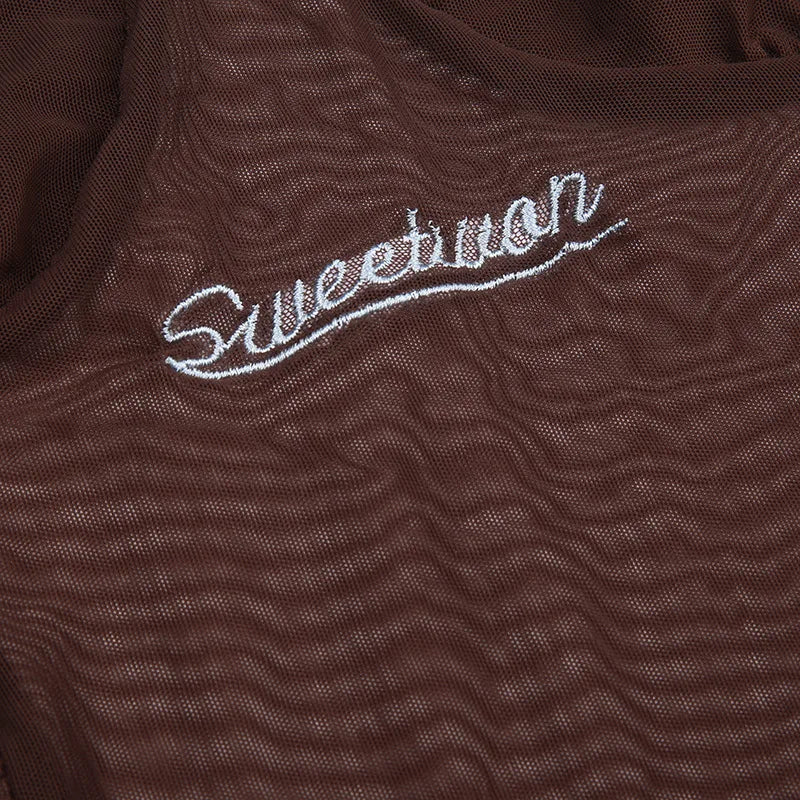 See Through Lingerie Sexy Slim Sleeveless Bodysuit Bow One-Pieces Corset Top Letter Embroidery Bustier Lace Lenceria Femenina