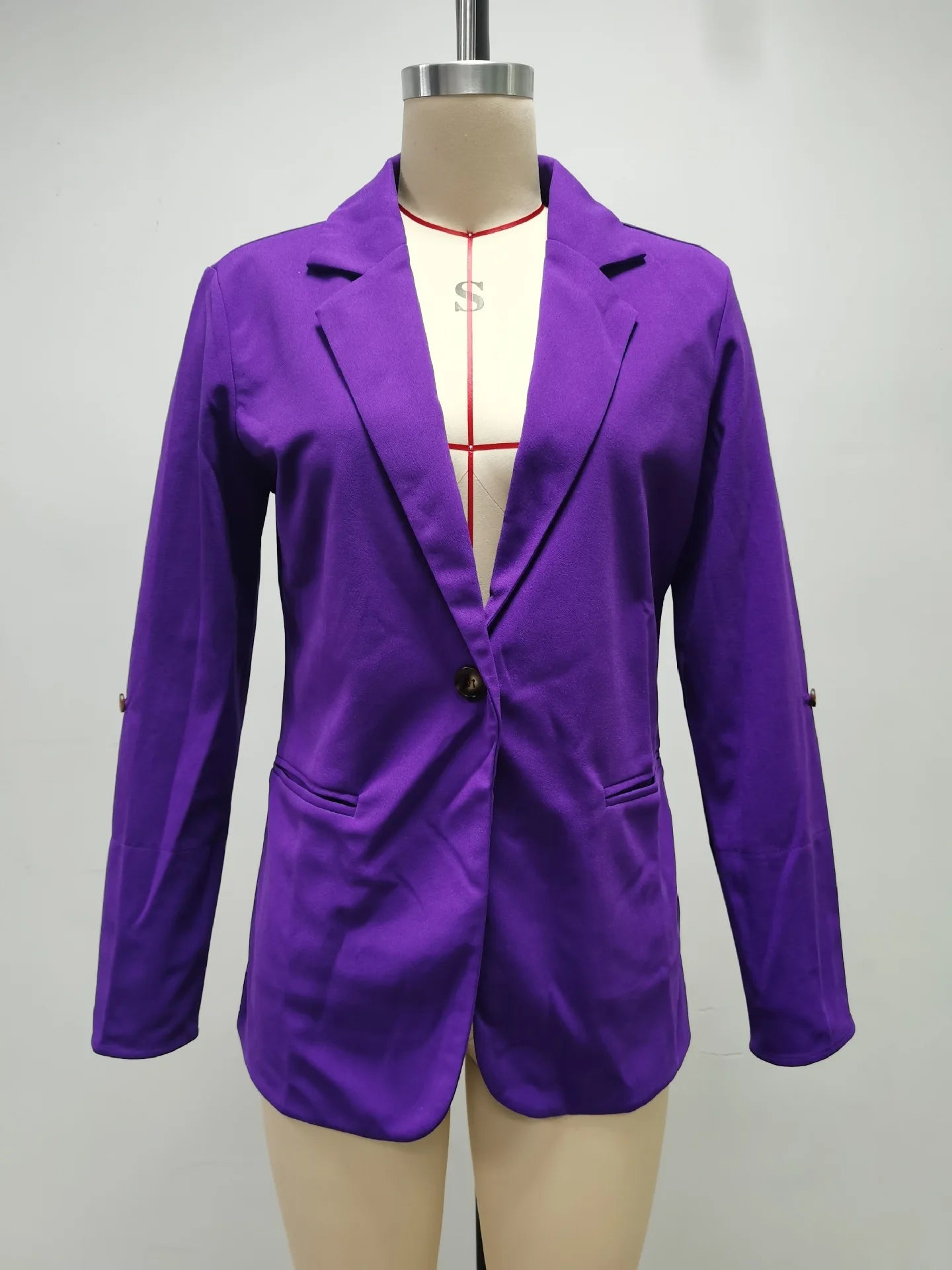 Women Autumn Winter Fashion Splicing Lapel Slim Cardigan Blazer Jacket Long Sleeve Casual