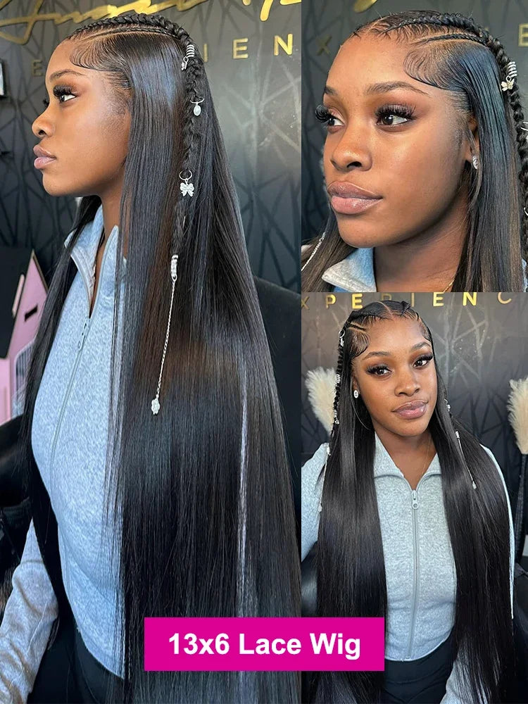 30 36 Inch Bone Straight 13x6 Lace Front Human Hair Wig Super Double Drawn Lace Frontal Wigs For Women 100% Vietnamese Remy Hair