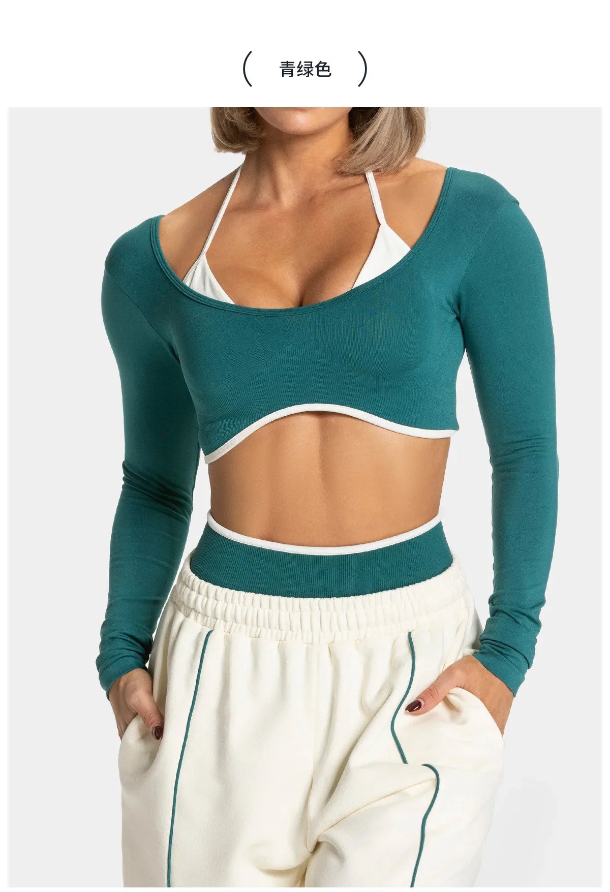 Seamless Fake Two-piece Long Sleeved Yoga Top  Women's Running and Fitness Sports Top Suit Top