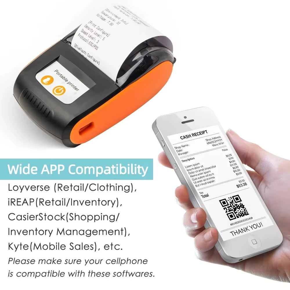 PT210 Mini Receipt Printer 58mm Portable Thermal Ticket Printer Android IOS Windows Wireless Bluetooth List Bill Maker With Plug
