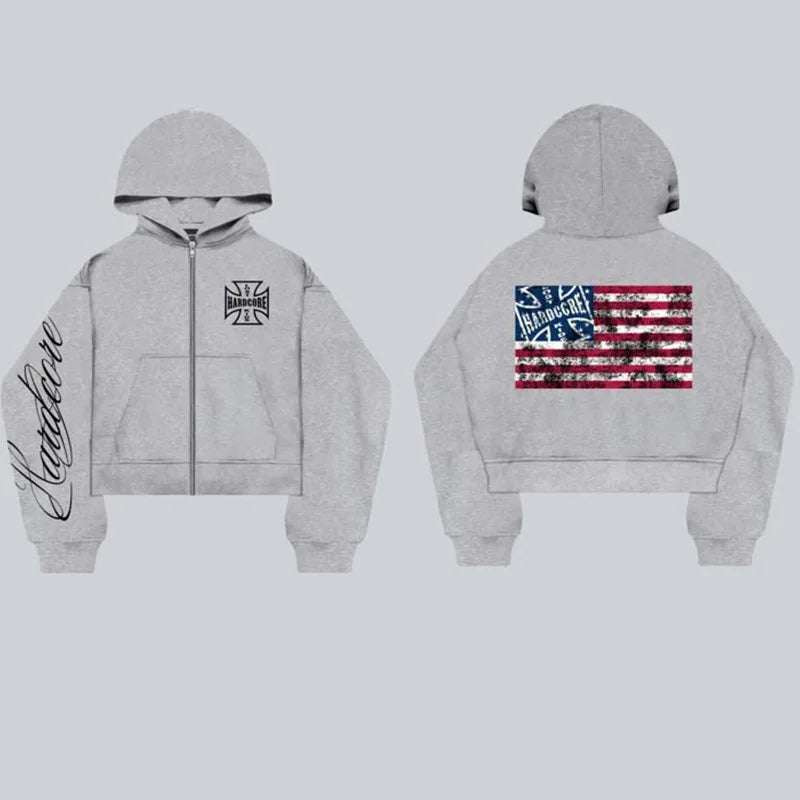 American retro American style new fashionable street style personalized hooded jacket casual suit sweatshirt street wear