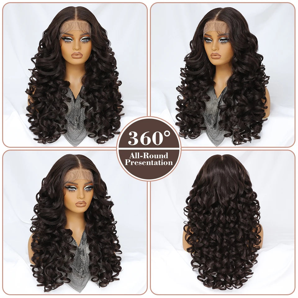 Latisha Lace Frontal Wig Synthetic 13x6 Curly Pre-Plucked Lace Frontal Wig With Baby Hair For Female 24" Lace Frontal Women Wigs