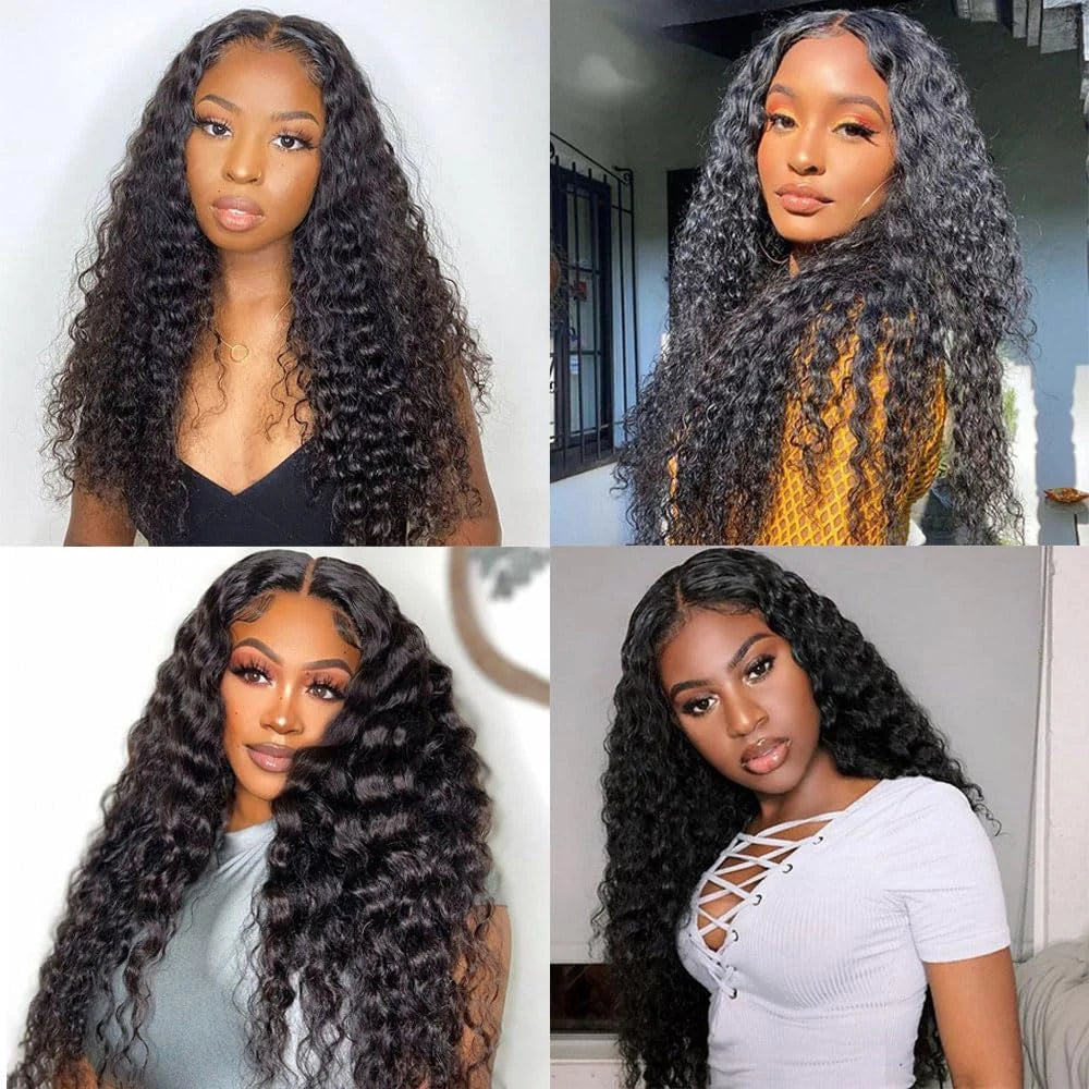 Deep Wave Human Hair Bundles Raw Hair Bundles 100% Natural Deep Curly Remy Peruvian Hair Weave Extensions 1/3/4 Bundle for Women