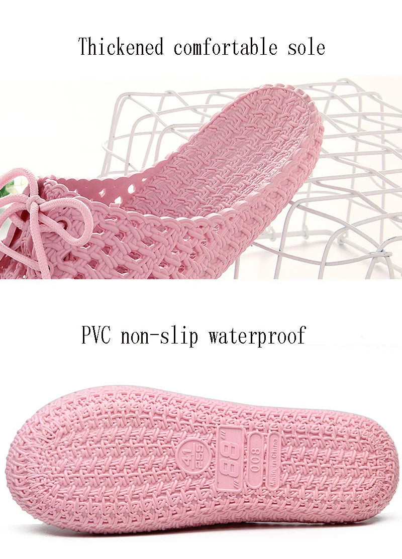 Summer Ladies Baotou Slippers with Hollow Fashion Soft Bottom Hole Shoes Women Wear Beach Sandals and Slippers