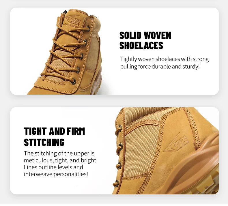 Genuine Leather Men's Boots Safety Shoes Indestructible Work Boots Steel Toe Shoes Puncture-Proof security Protective Shoes Male