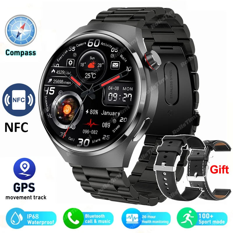 2025 New Smart Watch Heart rate Health Monitor Bluetooth Call NFC GPS Tracker IP68 Waterproof SmartWatch Men Women For HUAWEI