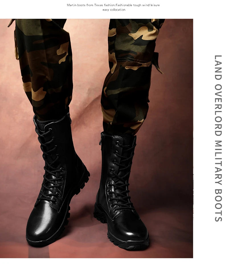 Genuine Leather Ankle Boots Men Outdoor Leather Winter Fur Warm Man Boots Army Hunting Boots for Men Shoes Casual Black Boots