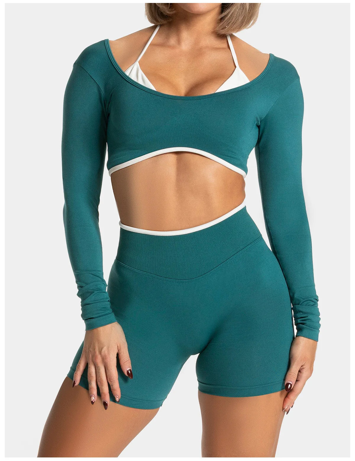 Seamless Fake Two-piece Long Sleeved Yoga Top  Women's Running and Fitness Sports Top Suit Top