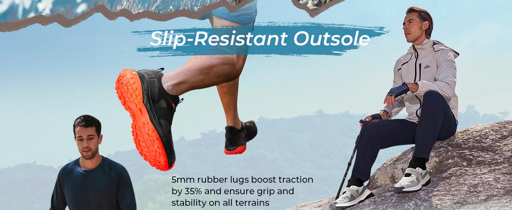 FitVille Men'S Widened Hiking Walking Shoes Slip-On Comfortable Orthopedic With Arch Support Non-Slip Sports Shoes For Travel