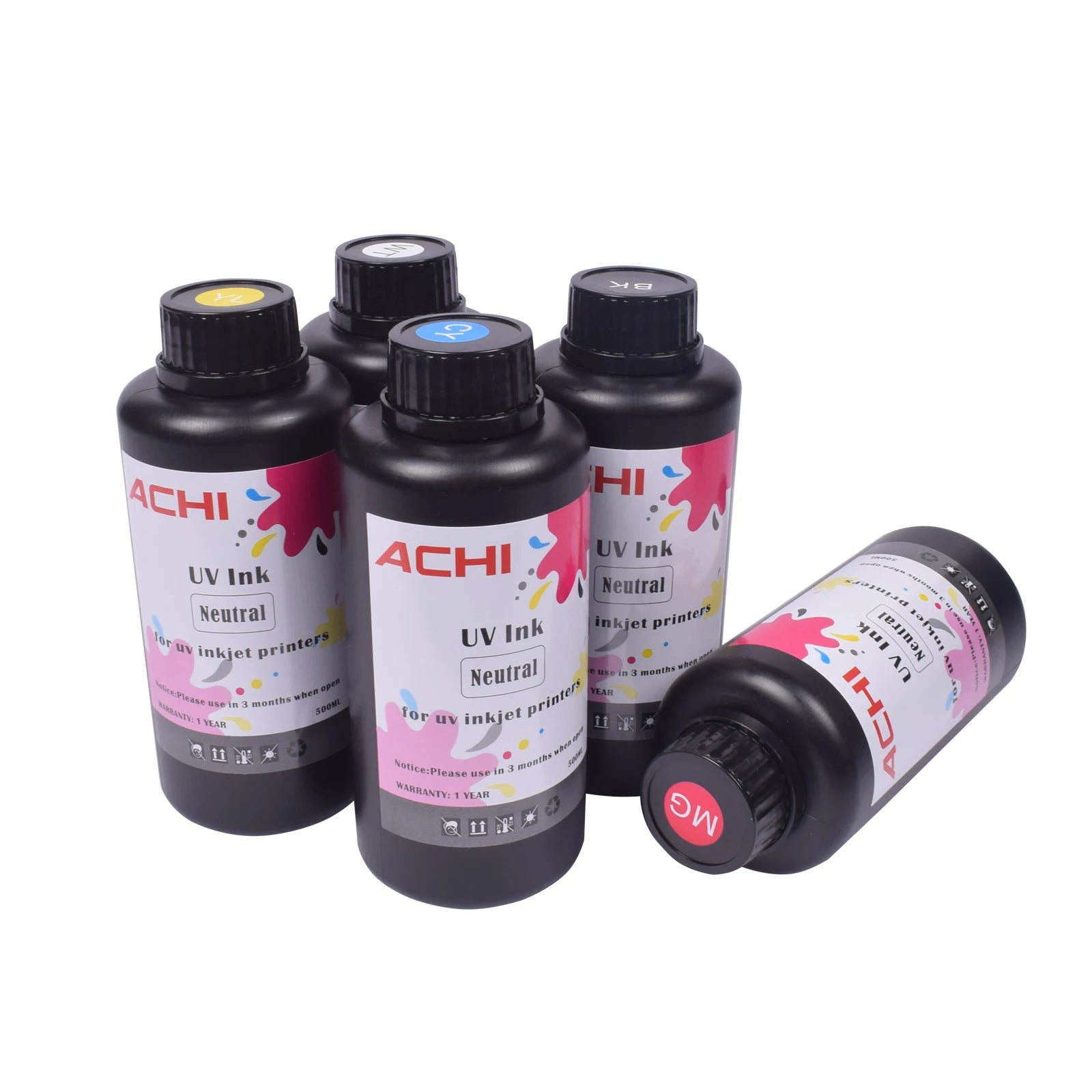 CMYKW 5*500ML UV Ink for R1390 L800 XP600 TX800 Printhead for UV A3 A4 A5 6090 Flatbed Inkjet Printer US Stock