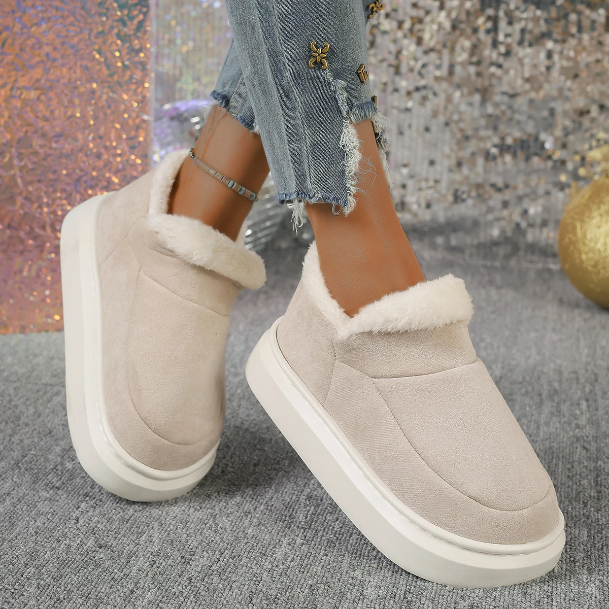 Women Boot 2024 New Winter Fashion Flats Platform Ankle Snow Boots Fur Women Shoes Short Plush Winter Warm Boots for Women