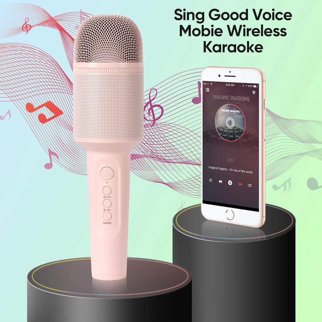 Karaoke Microphone Bluetooth Wireless Portable Home Singing Machine with Duet Sing/Record/Play/Reverb for Adult/Kid Gift