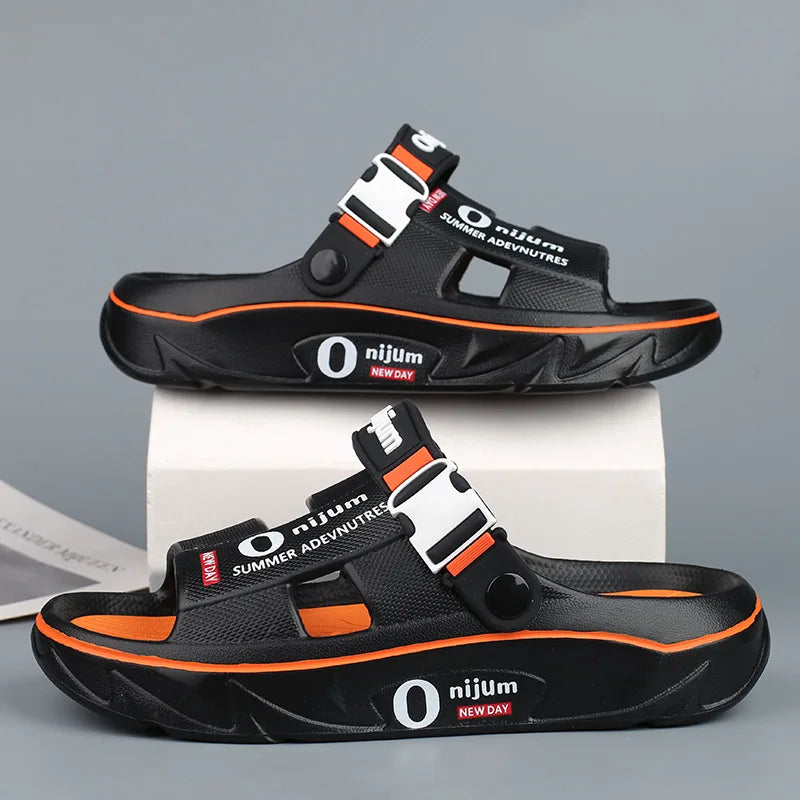 Summer Shoes Men Men's Sandals Anti-odor Thick Bottom Home Slippers Male Fashion New Anti-slip and Wear-resistant 2025 Eva Beach