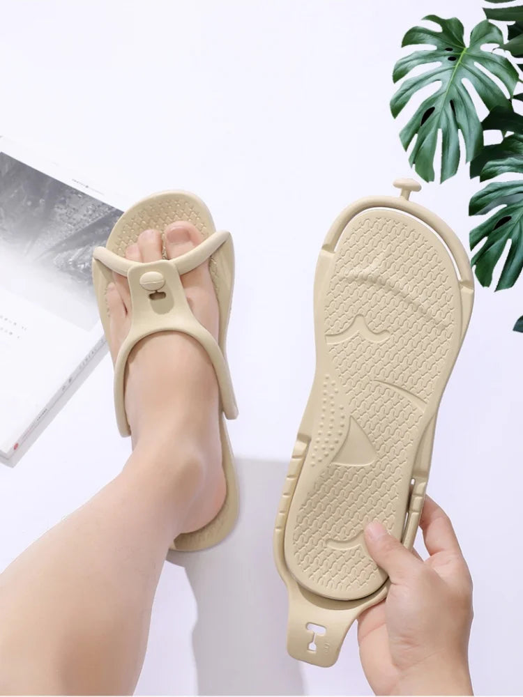 2024 Summer Women Folding Slippers Adults Portable Trip Travel Sandals Couples Indoor Soft Slides Men Beach Non-slip EVA Shoes