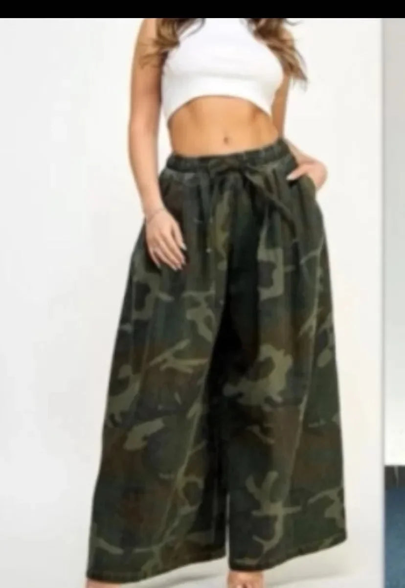 Fashionable Casual Camouflage Wide Leg Pants Women's Autumn Winter New Arrival Comfortable Loose Trousers Female Clothing