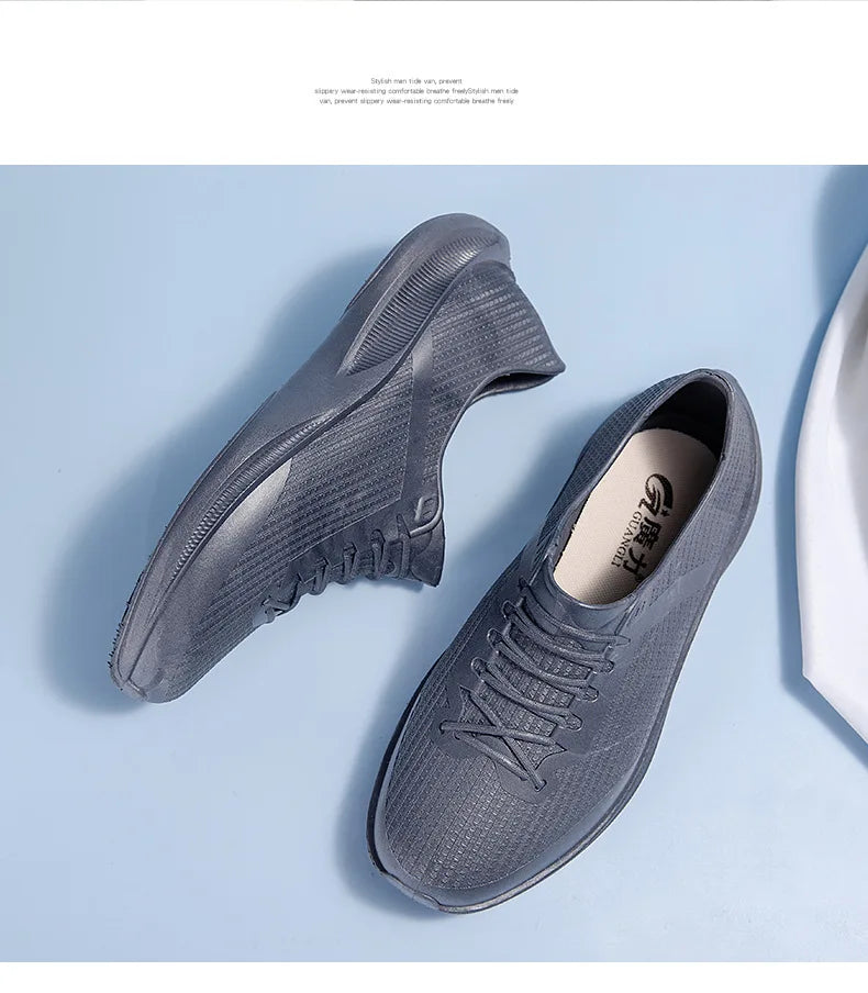 New Men's Outdoor Hiking Rain Boots Fashion Beach Non Slip Rain Shoes Rubber Fishing Work Shoes Durable Waterproof Rubber Shoes