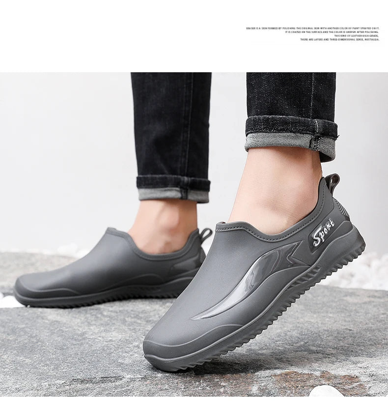 Low-top Rain Boots Women's Kitchen Water Boots Waterproof Exterior Wear Casual Flat Work Non-slip Lightweight Men's Rain Boots
