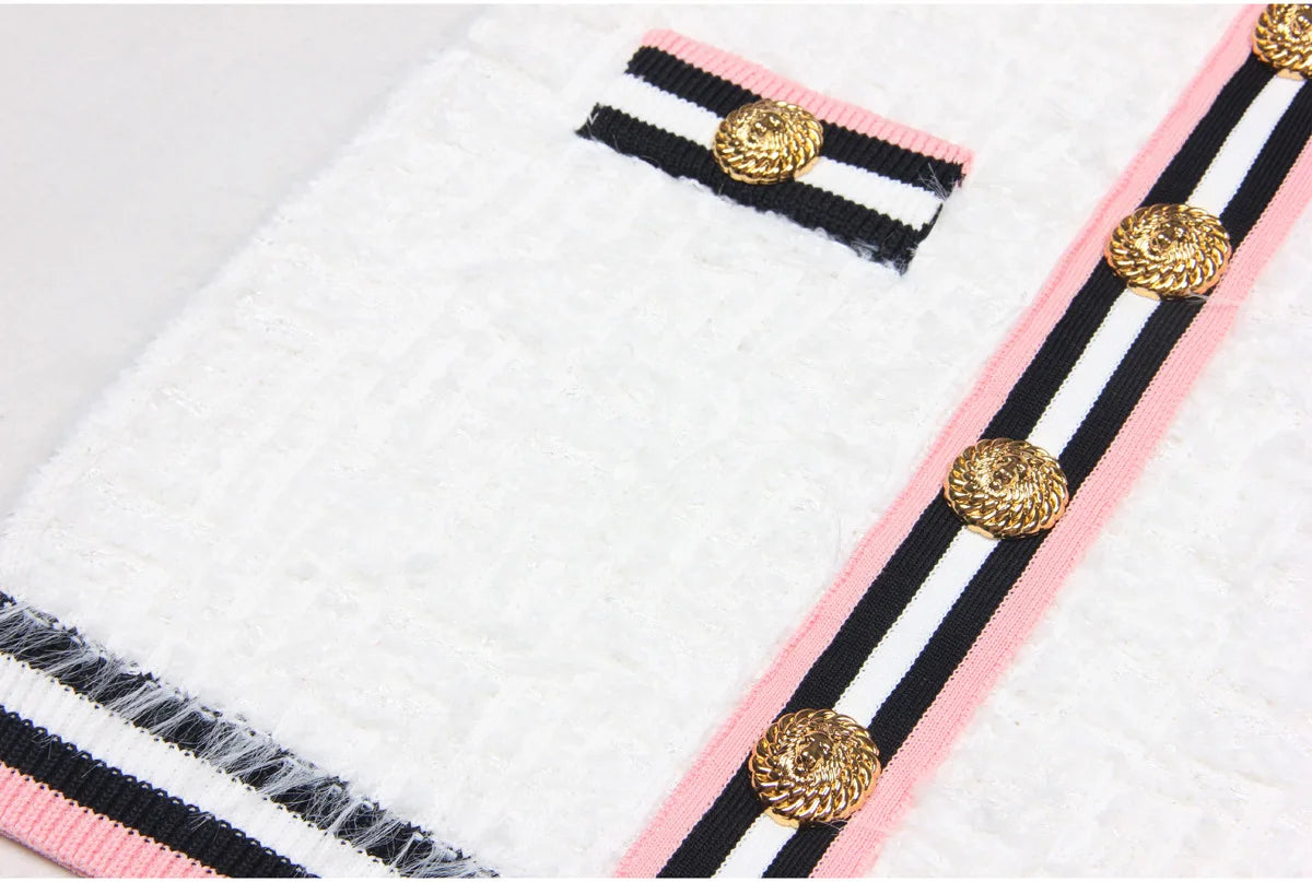 ZJYT Autumn Designer Single Breasted Cardigan Sweaters for Women Knitting Tops Short Sleeve Knitwears Jersey Mujer Blue 2024 New