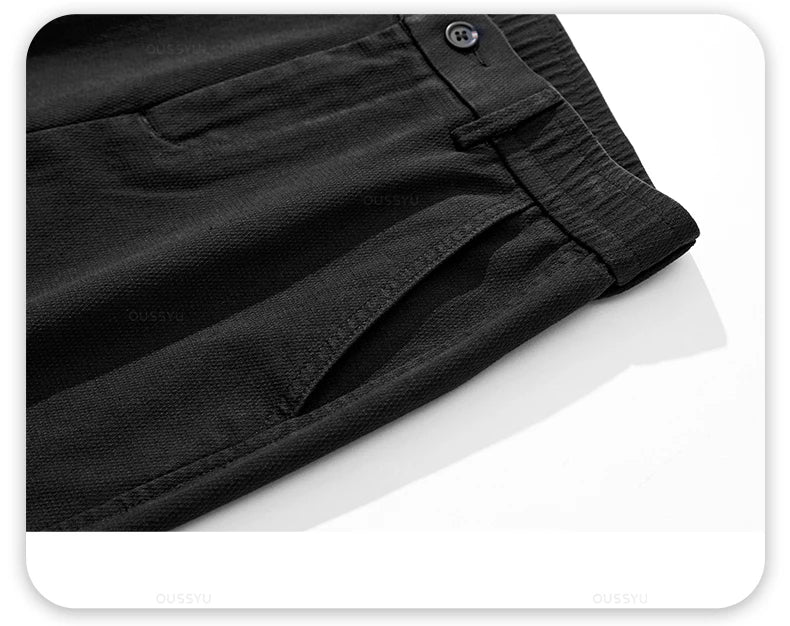 Spring Autumn New Upgraded Lyocell Fabric Jeans Men Loose Straight Elastic Waist Casual Denim Pants Trousers Male Large Size 5XL