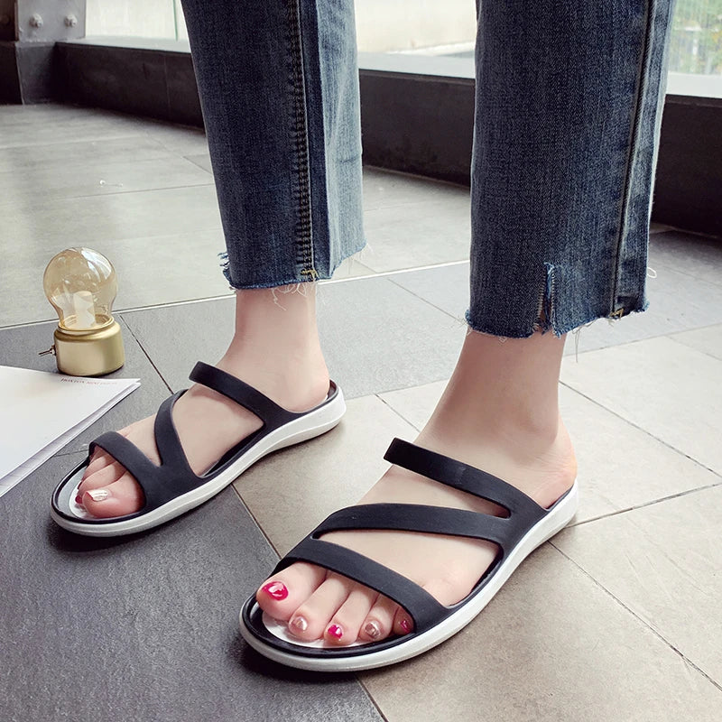 2022 Women Summer Sandals Slipper Indoor Outdoor Flip-flops Beach Shoes New Fashion Female Casual Color Lovers Slide Shoes