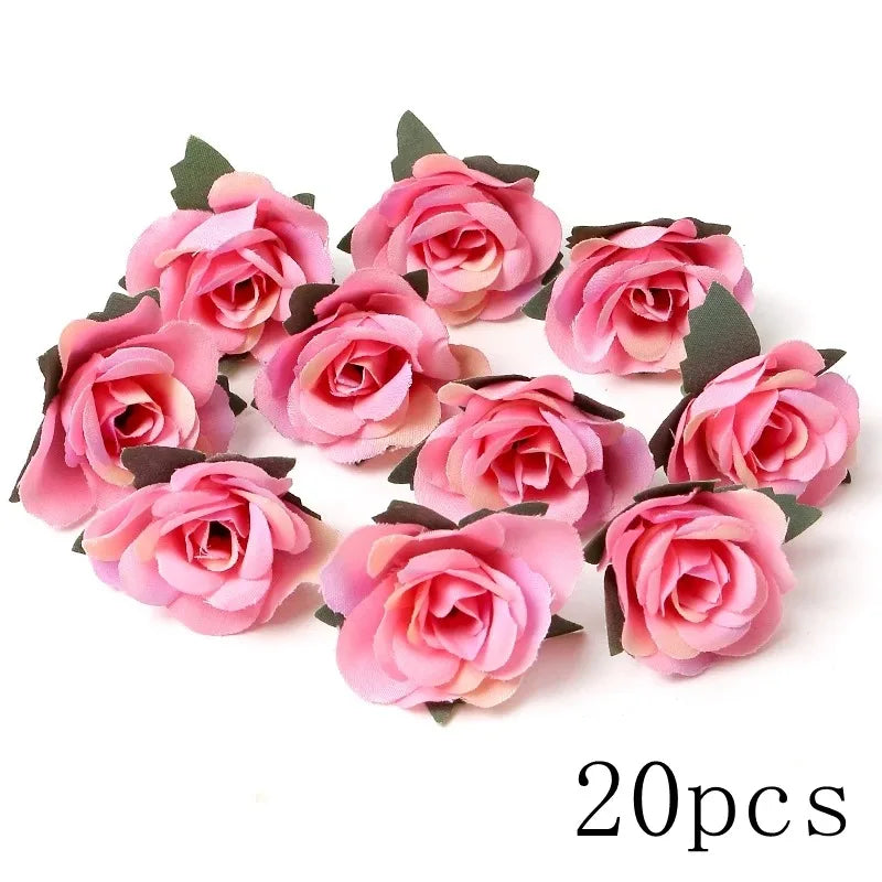Pink Artificial Flowers Head For Wedding Home Room Decor DIY Fake Flowers For Decoration Birthday Party Craft Wreath Decoration