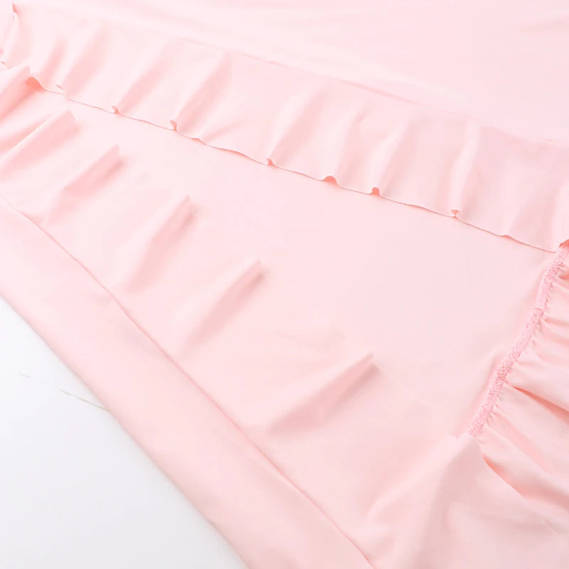 Mozision Elegant Sleeveless Ruffles Sexy Long Dress For Women Summer New Deep V Neck Backless Thigh High Split Maxi Dress