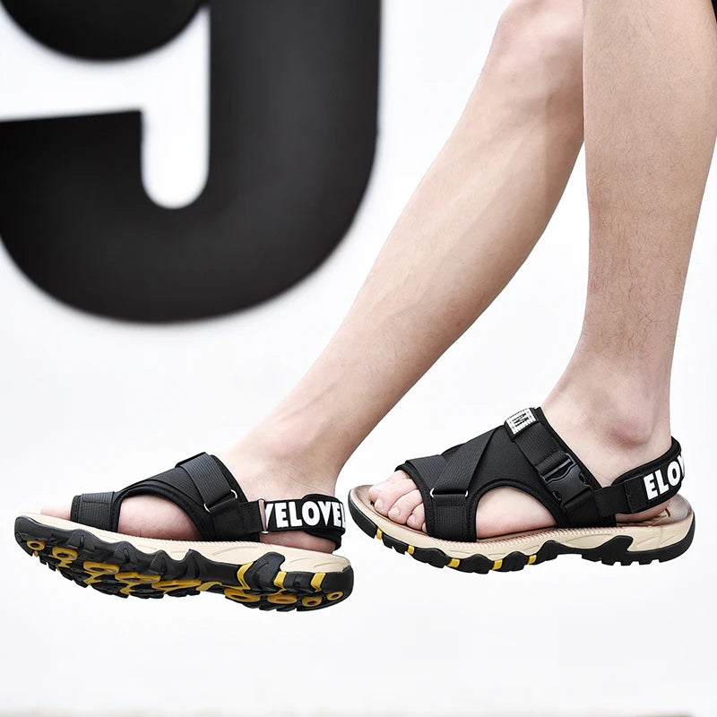 YRZL Men Sandals Summer Mesh Buckle Lightweight Beach Shoes Non Slip Outdoor Sandals for Men Sport Casual Resistant Footwear Man