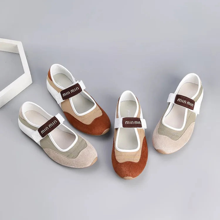 Spring and Autumn Women's Ballet Flat Shoes Retro Versatile  Shallow-mouth Single Shoes Fashion Hook Loop Casual Mary Jane Shoes