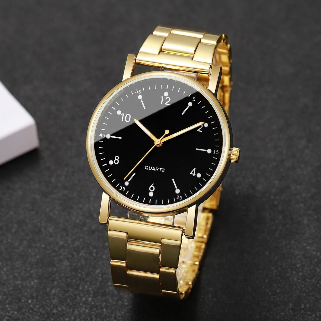 2/4PCS Fashion Arabic Dial Women Watches Heart Bracelets Set Simple Alloy Band Quartz Wristwatch Reloj Mujer（Without Box）