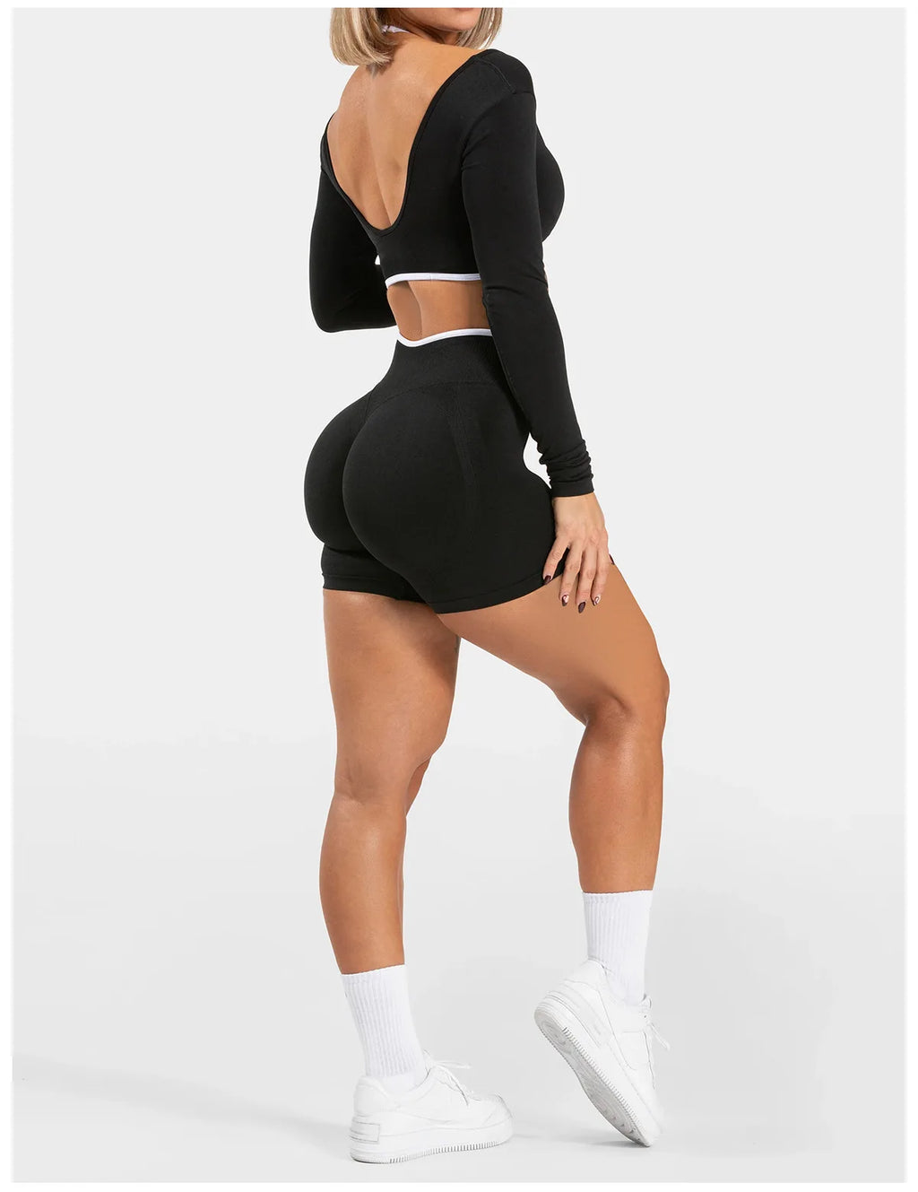 Seamless Fake Two-piece Long Sleeved Yoga Top  Women's Running and Fitness Sports Top Suit Top