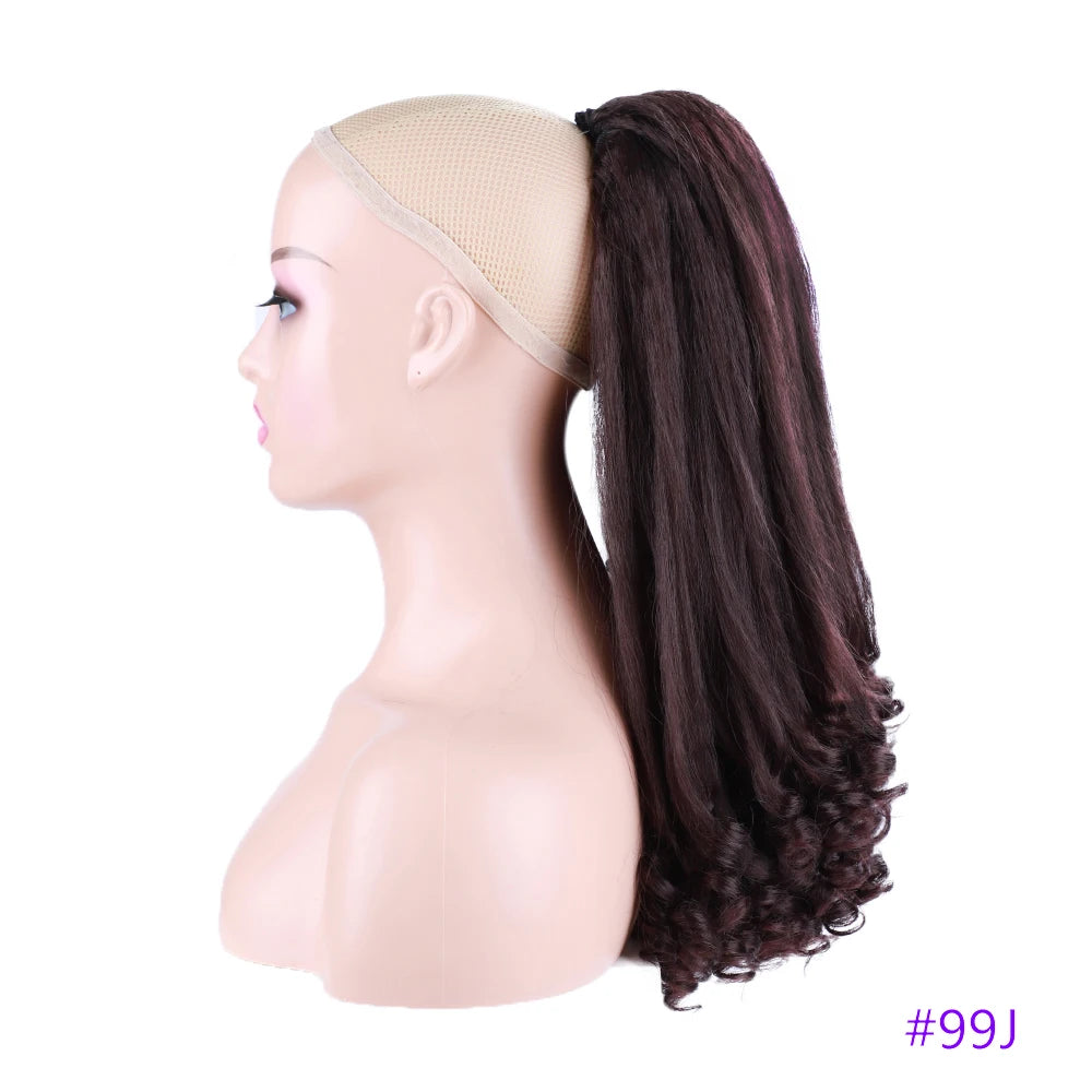 Synthetic Long Curly End Ponytail Extension Synthetic Draw-string Ponytail Clip-In Hair Extension For Women Natural Looking