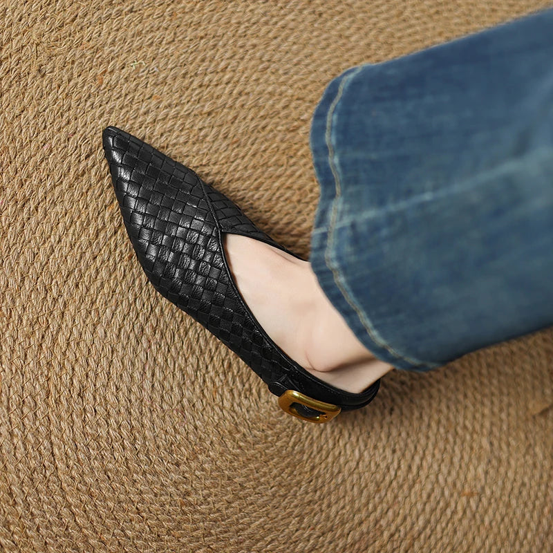 2025 New Summer Horsehair Leather Woman flats women Shoes pointed Toe Women Shoes Fashion Loafers Low Heel Flat Shoes